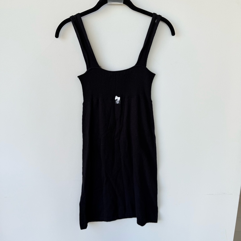 Volcom Black Ribbed Mini Dress with Button Front - Picture 7 of 9